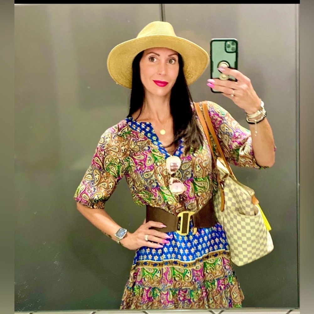 Tolani 100% Silk Boho Paisley Tunic Dress Size S